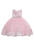 Baby Girls Blush Floral Embroidery Glitter Belt Flower Girl Dress 6-24 Months - SophiasStyle.com